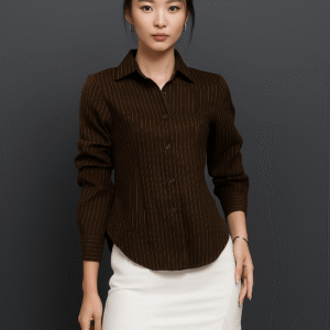 Blouse Stripe Wanita Lengan Panjang – Kemeja Fitted Stylish Kantoran & Casual