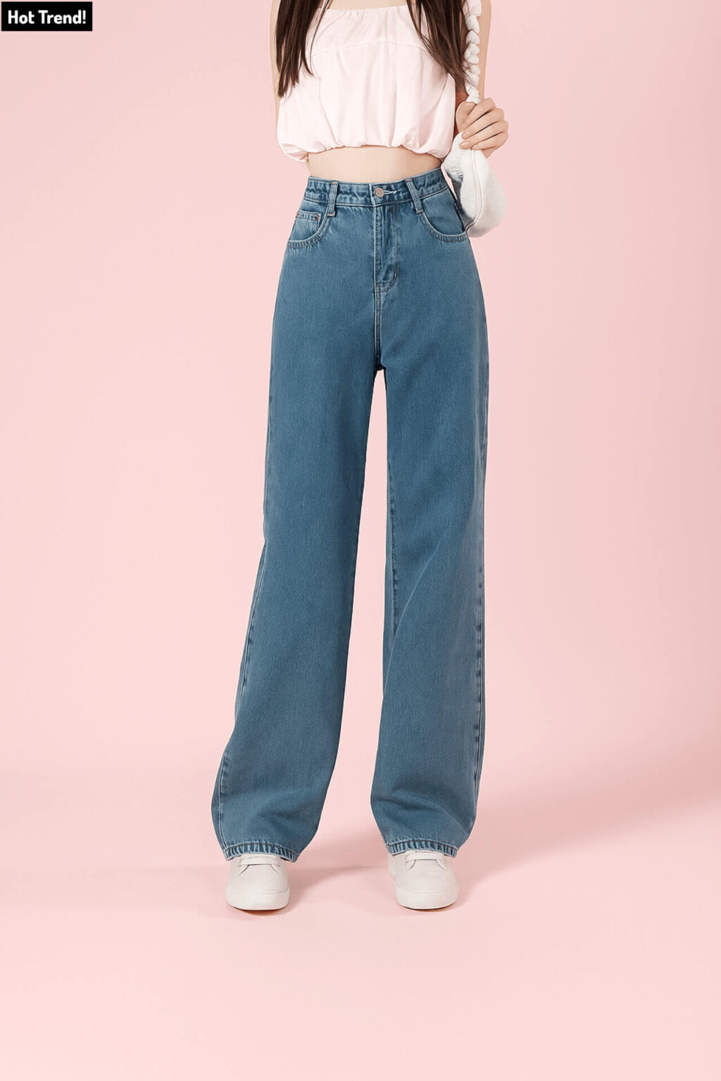 Celana Jeans High Waist Baggy Wanita – Kulot Retro Korean Style Best Seller