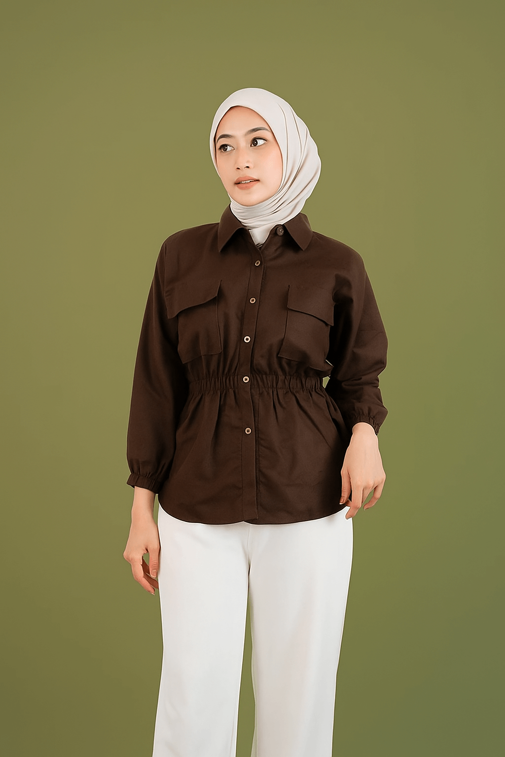 Beena Linen Blouse Wanita Slim Fit Elegan | Atasan Casual Formal Adem Nyaman Sehari-hari