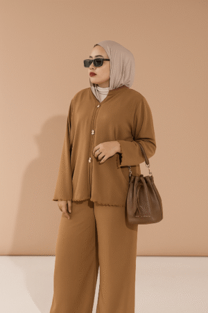 Mazaya Setelan Knit Premium Adem Anti Gerah | Baju Panjang + Celana Kulot Casual Wanita